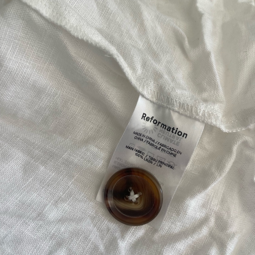 Reformation Alonso White Blazer with Brown Buttons Linen - Picture 5 of 7